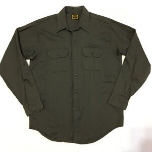 Washington Dee Cee Mens Long Sleeve‎ Work Shirt Green Permanent Press Size M